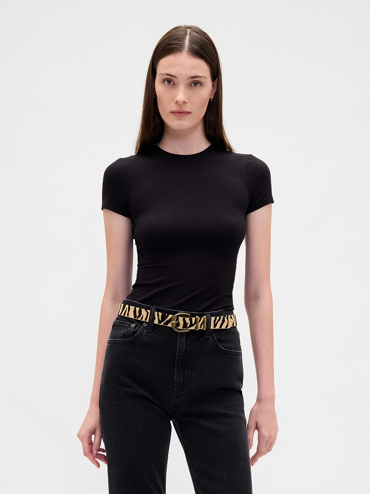 Image number 2 showing, Tiger Print Calf Hair Belt