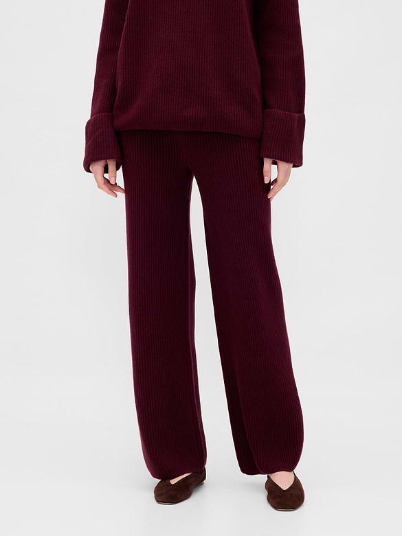 CashSoft Shaker-Stitch Sweater Pants