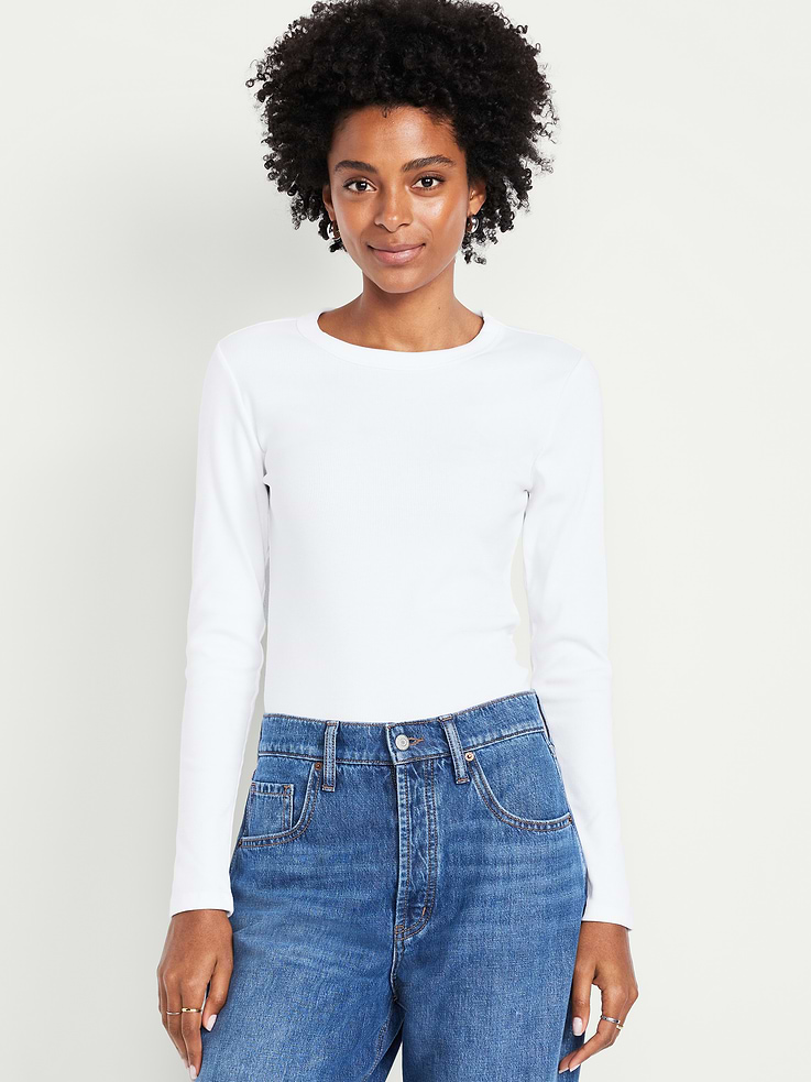 Image 1 of 6, A skimming fit that hugs your bod just right., crew neck, long sleeves, Product #804805