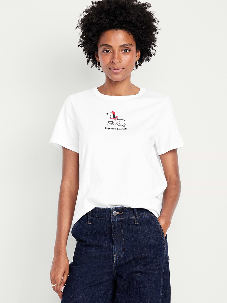 L'image numéro 1 présente T-shirt passe-partout ras du cou à imprimé