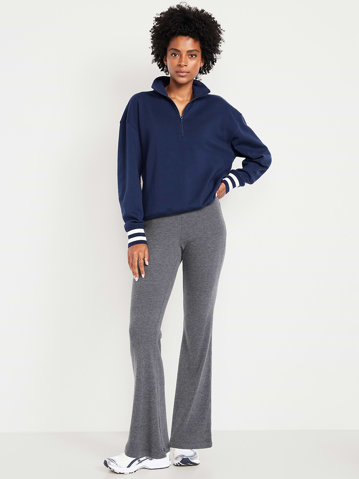 Image number 1 showing, High-Waisted Fashion Ribbed Flare Leggings