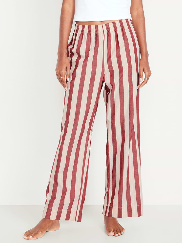 Image number 1 showing, High-Waisted Poplin Pajama Pant