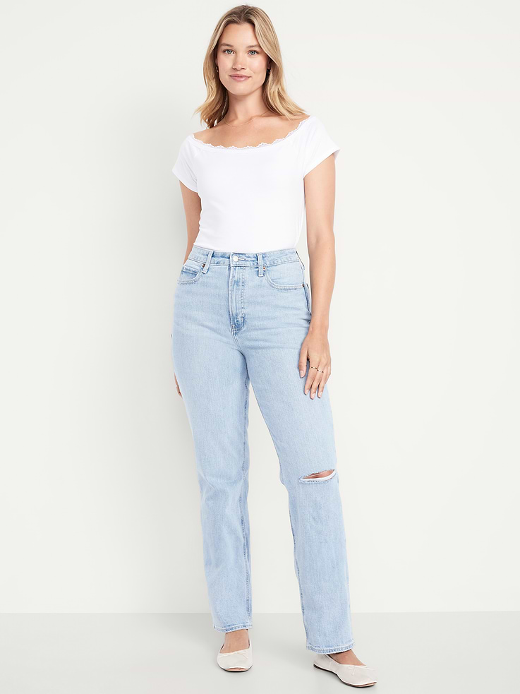 Image number 5 showing, Extra High-Waisted Straight Jeans