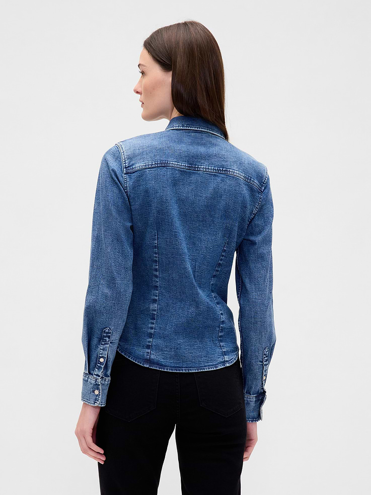 Image 3 de 6, Chemisier ajusté en denim
