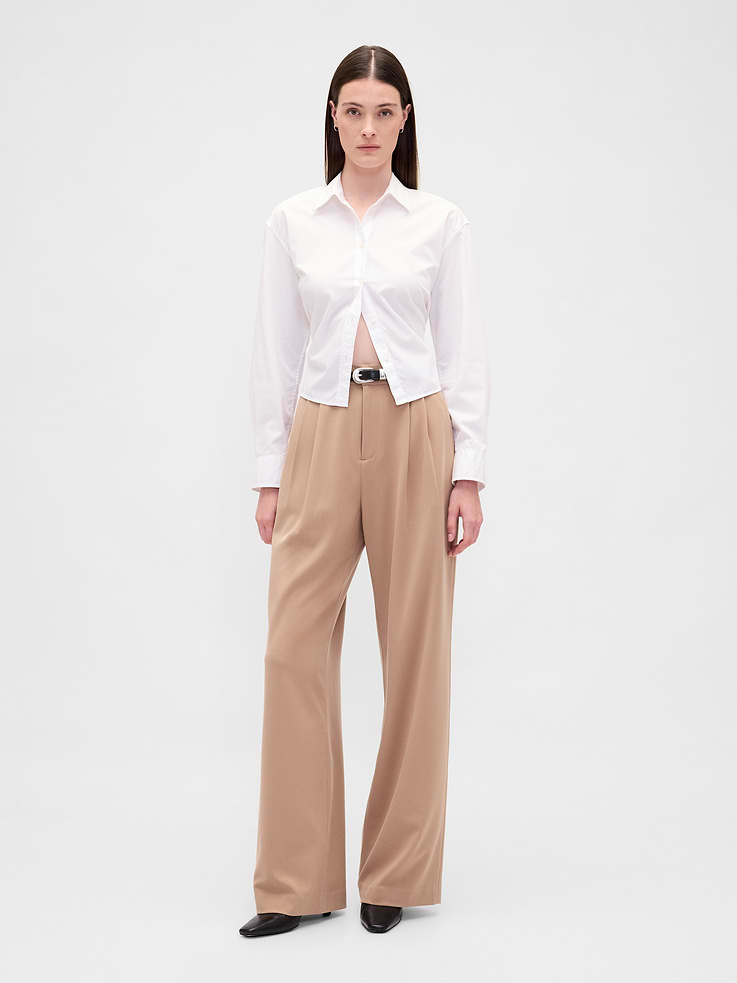 Image number 1 showing, 365 High Rise Brushed Twill Pleated Trousers