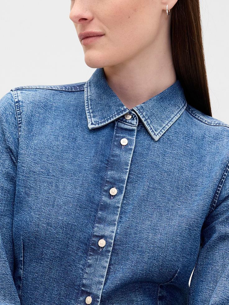 Image 4 de 6, Chemisier ajusté en denim