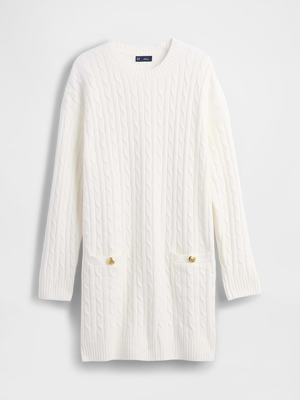 CashSoft Cable-Knit Mini Sweater Dress