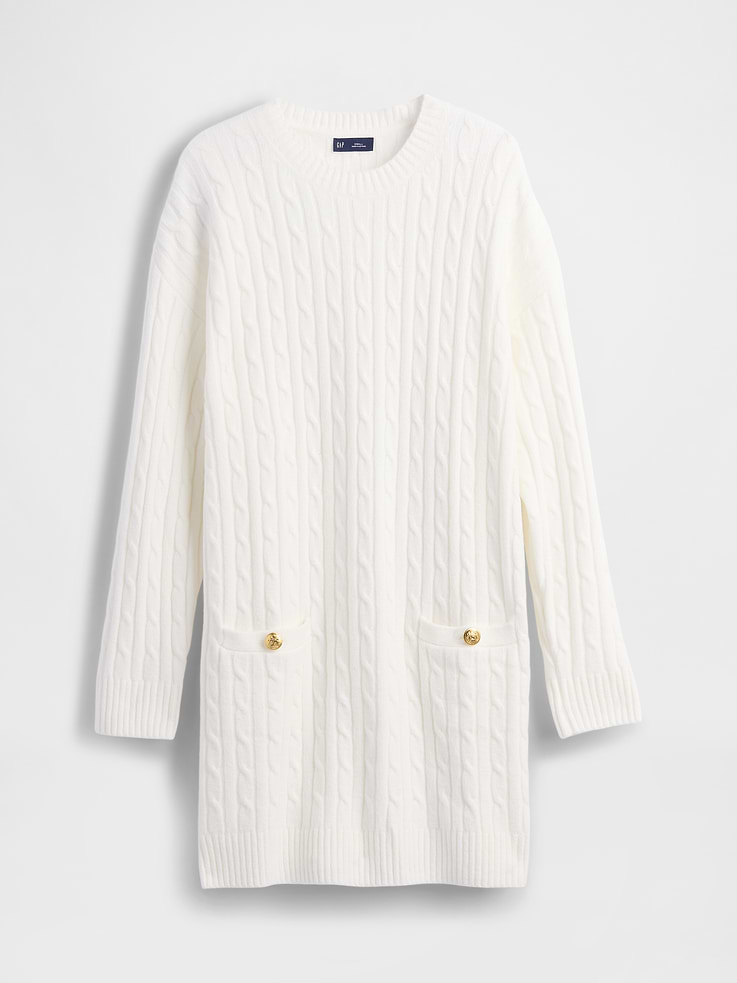 Image number 5 showing, CashSoft Cable-Knit Mini Sweater Dress