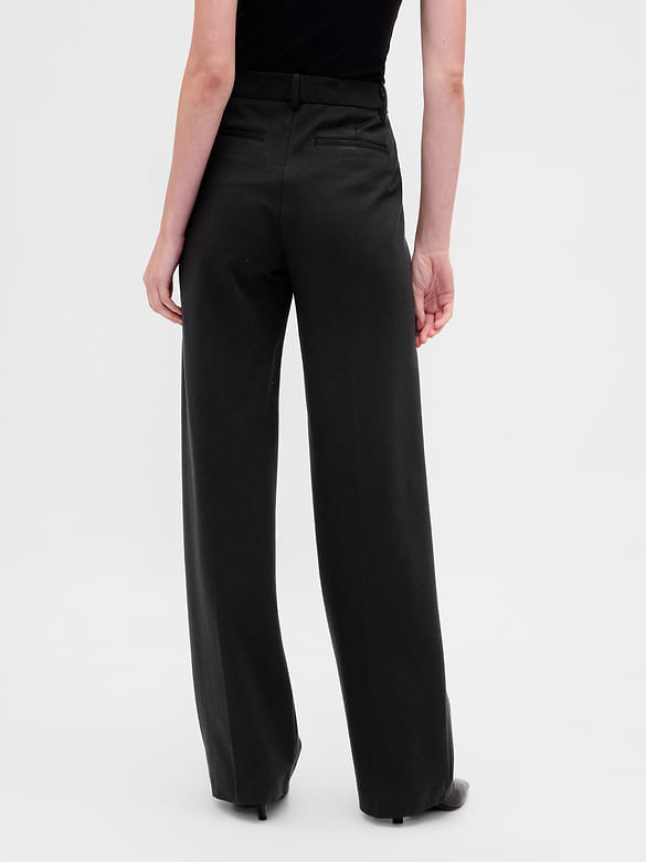 High Rise Double Knit Wide-Leg Pants