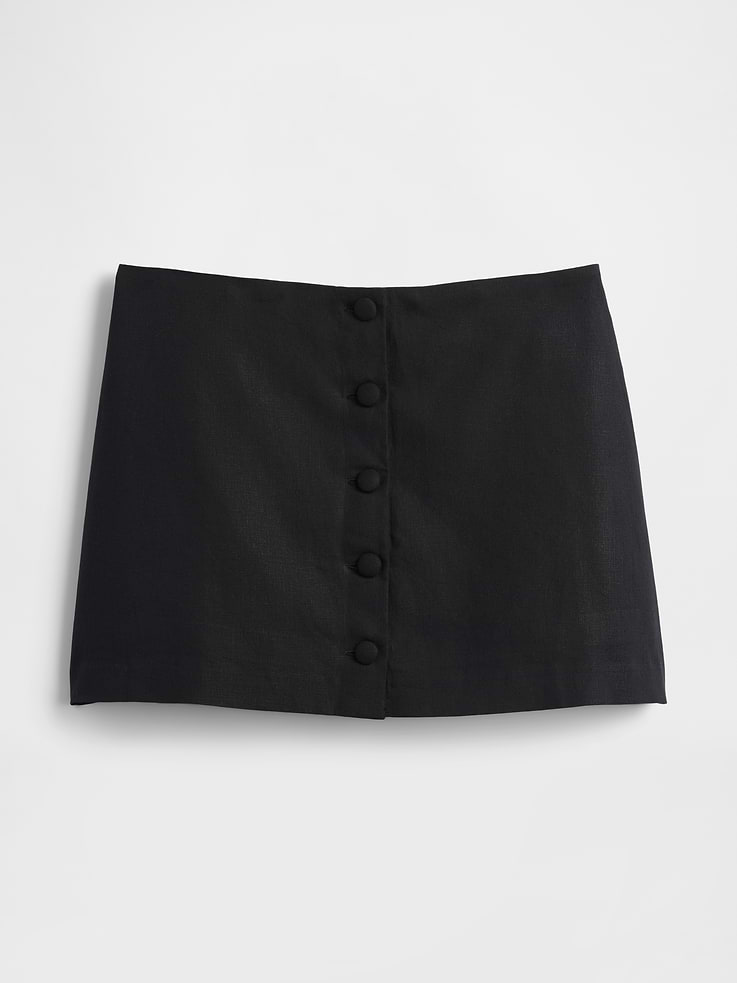 Image number 5 showing, Linen-Blend Button-Front Mini Skort