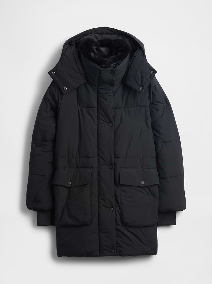 Image number 5 showing, Faux Fur-Trim Midi Puffer Jacket