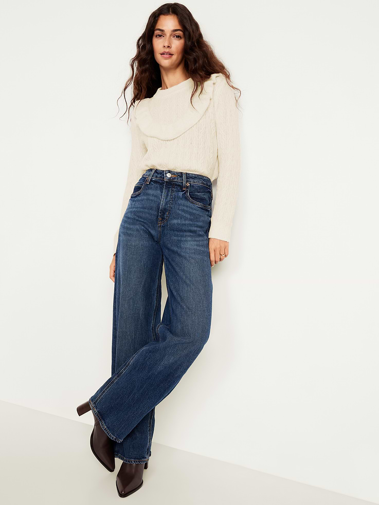 Image number 3 showing, Wool-Blend Cropped Ruffle Sweater