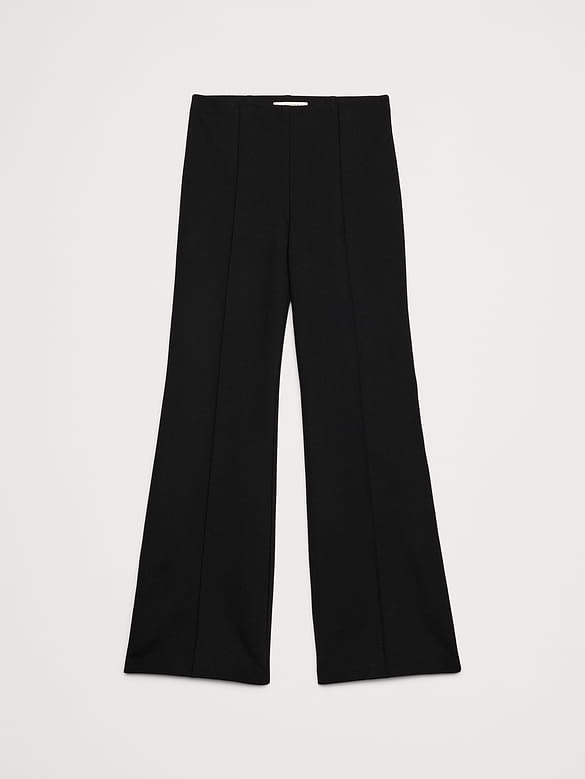 Pantalon évasé court à taille extensible Tout-aller en tricot point de Rome
