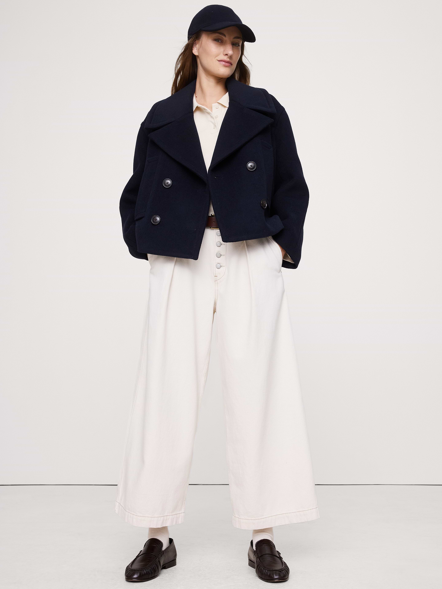 Image number 1 showing, Italian Melton Wool-Blend Peacoat