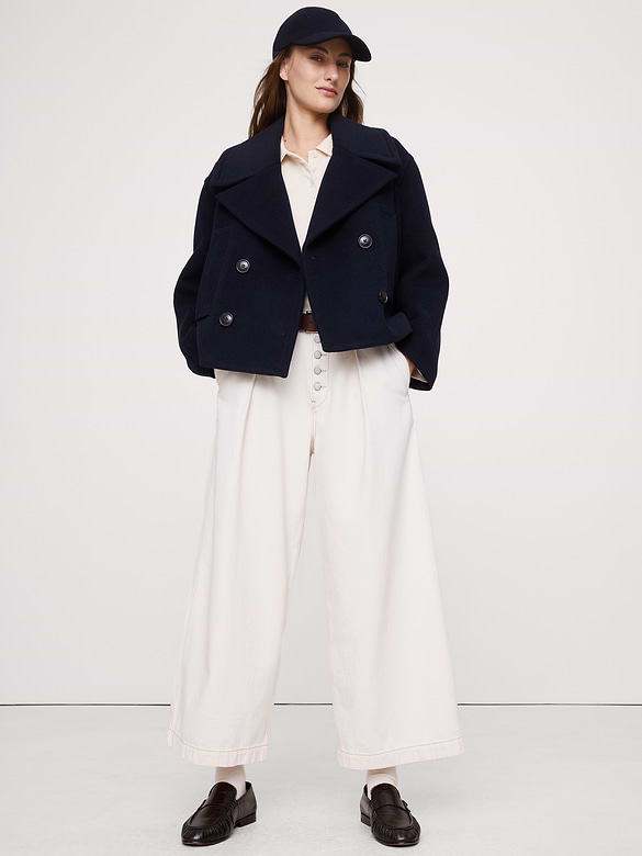 Italian Melton Wool-Blend Peacoat