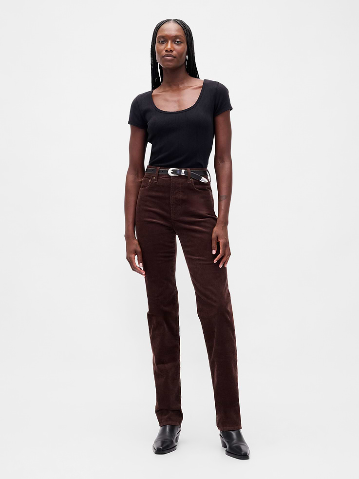 Image number 1 showing, High Rise Corduroy '90s Slim Straight Jeans