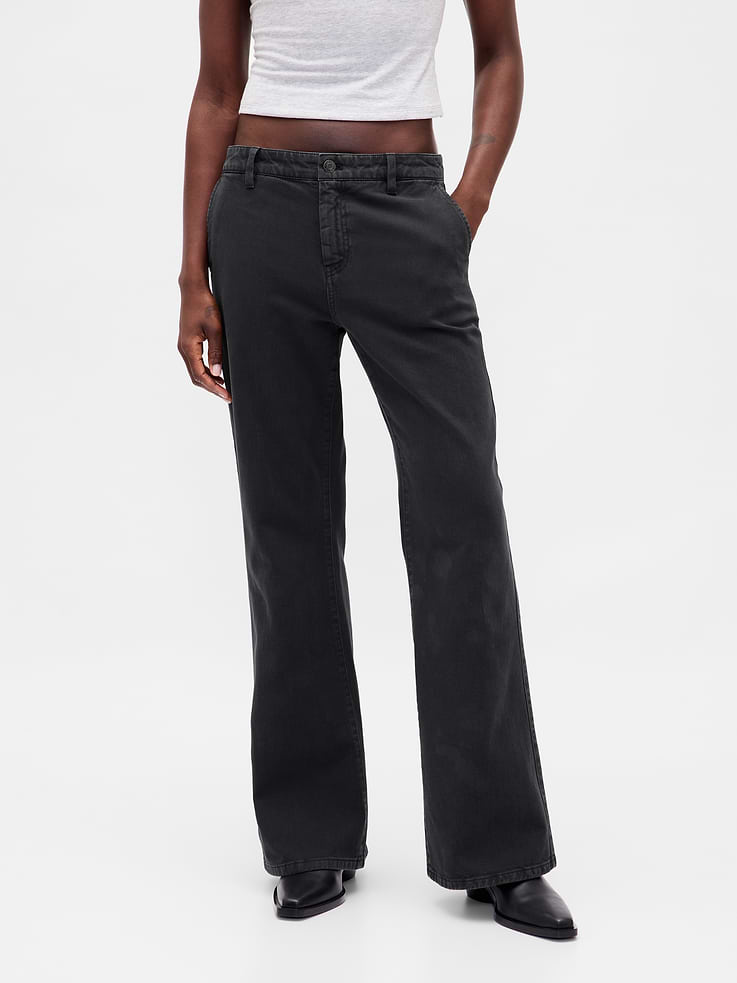Image number 2 showing, Low Rise Relaxed Flare Khakis