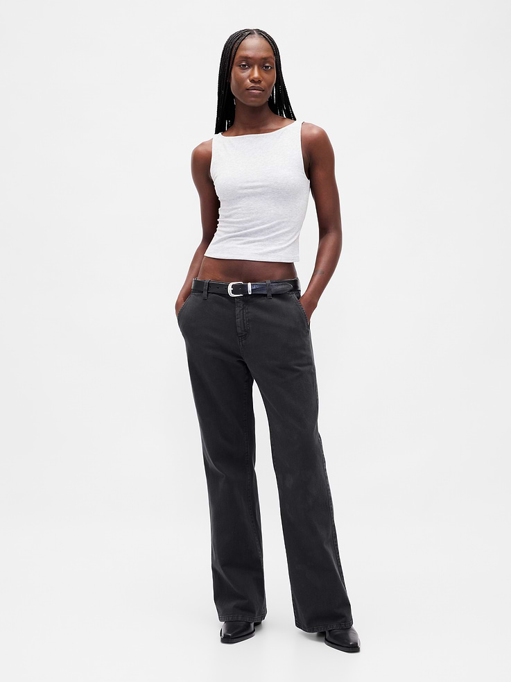 Image number 1 showing, Low Rise Relaxed Flare Khakis