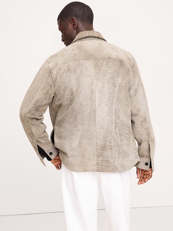 Relaxed Textured Suede Shirt Jacket