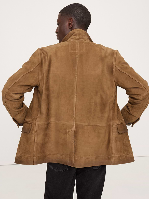 Relaxed Nubuck Leather Blazer