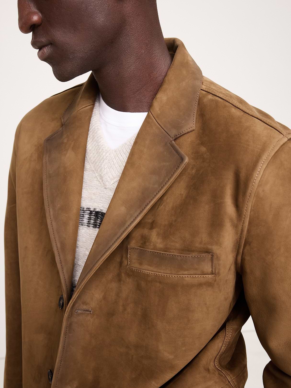 Relaxed Nubuck Leather Blazer | Banana Republic