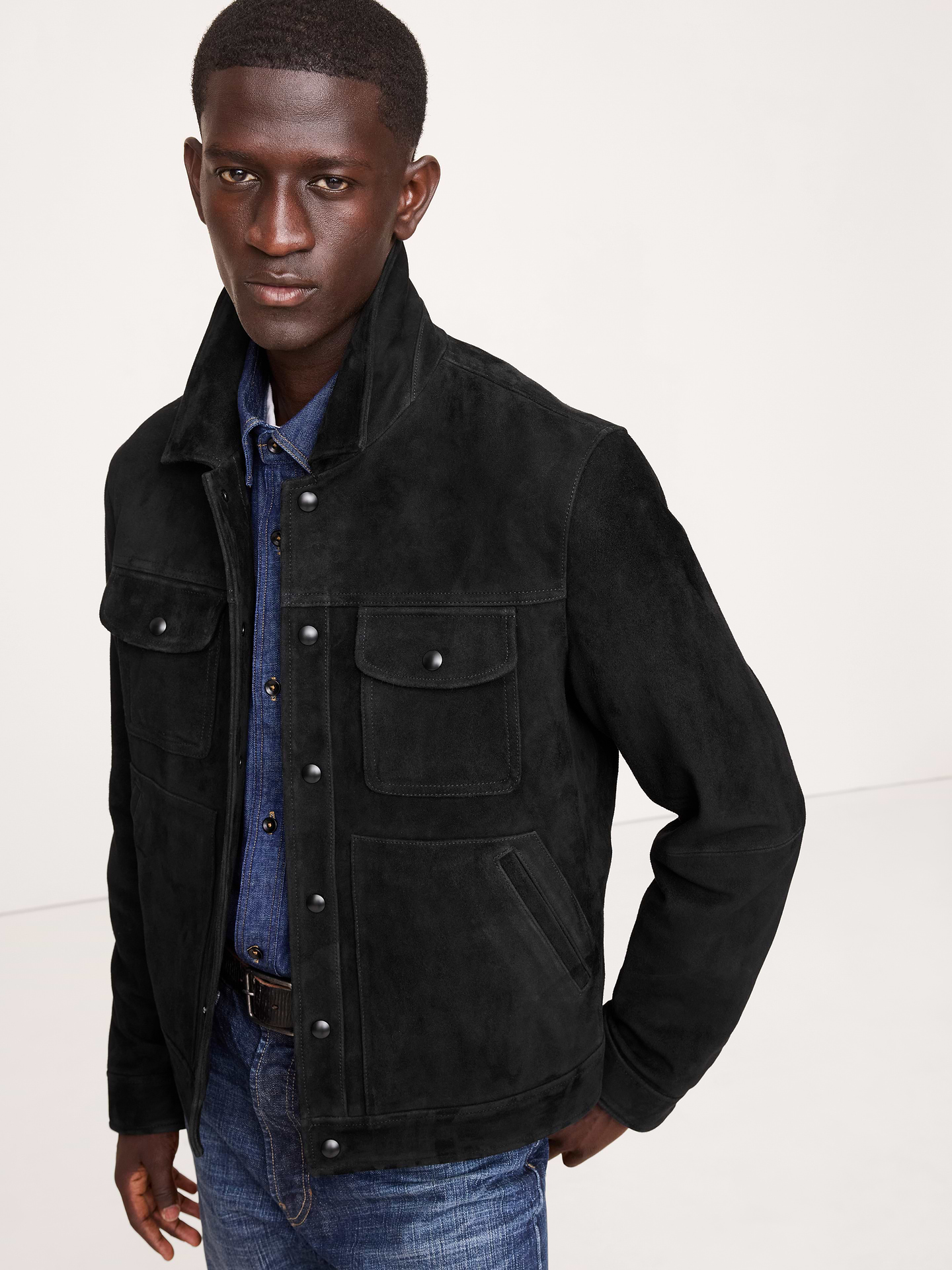 Image number 1 showing, Suede Trucker Jacket