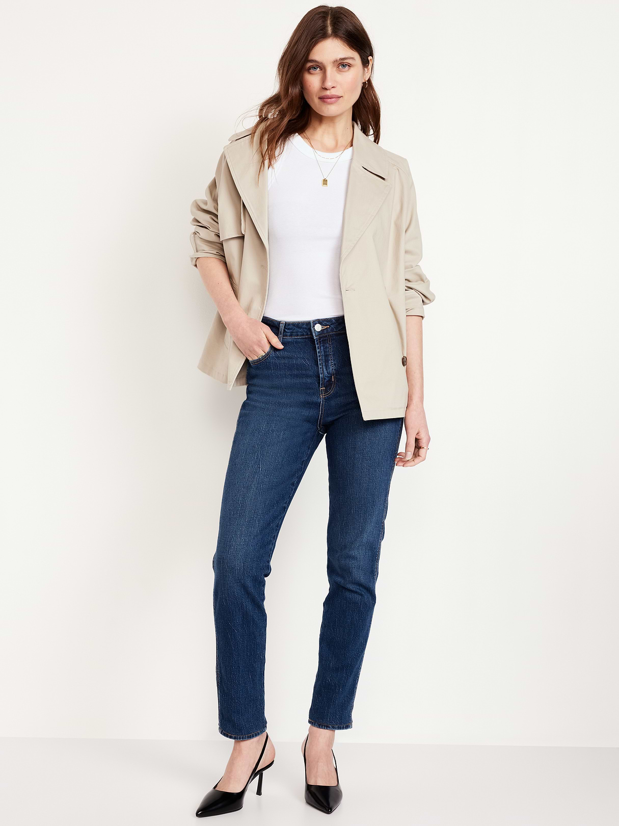 High-Waisted Vintage Slim Jeans - Dark Indigo by Old Navy