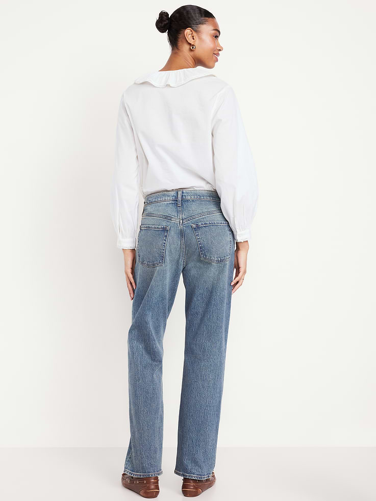 Image number 3 showing, Mid-Rise Slouchy Straight Jeans