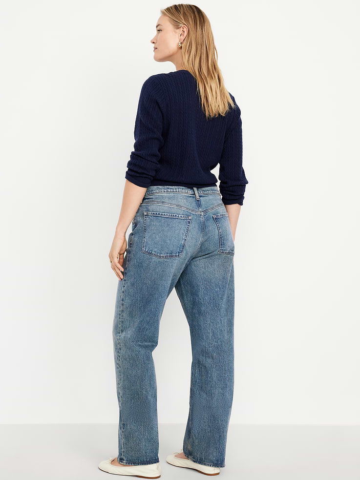 Image number 7 showing, Mid-Rise Slouchy Straight Jeans