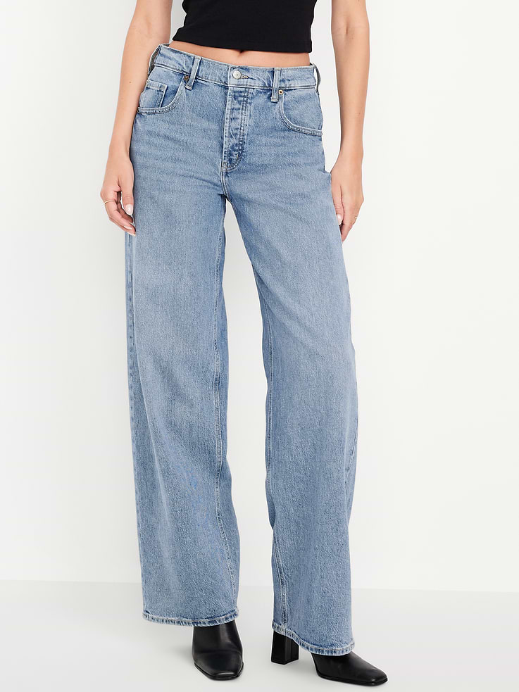 Image number 2 showing, Mid-Rise Slouchy Wide-Leg Jeans