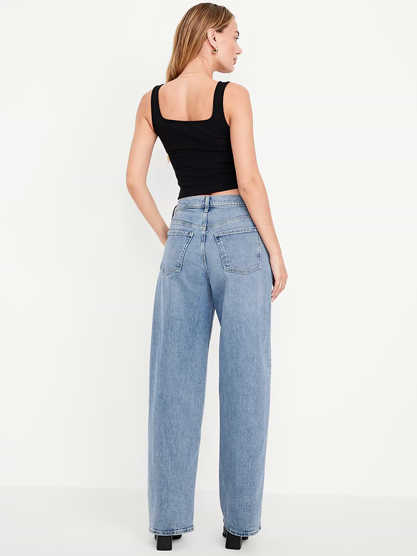 Mid-Rise Slouchy Wide-Leg Jeans