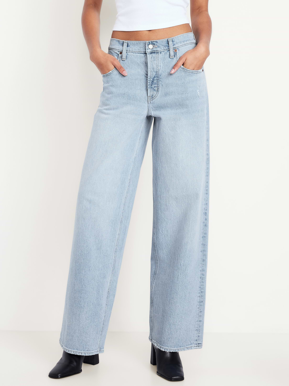 L'image numéro 2 présente Jean coupe détendue à jambe large à taille mi-basse