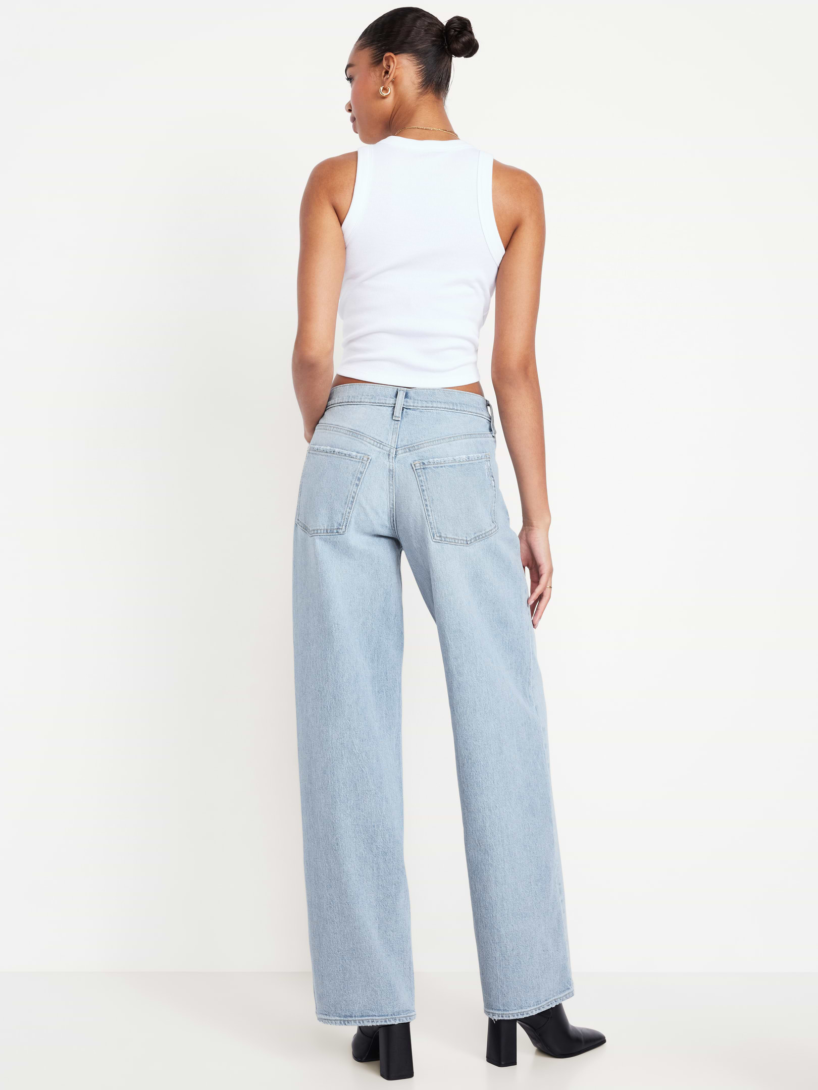 L'image numéro 3 présente Jean coupe détendue à jambe large à taille mi-basse