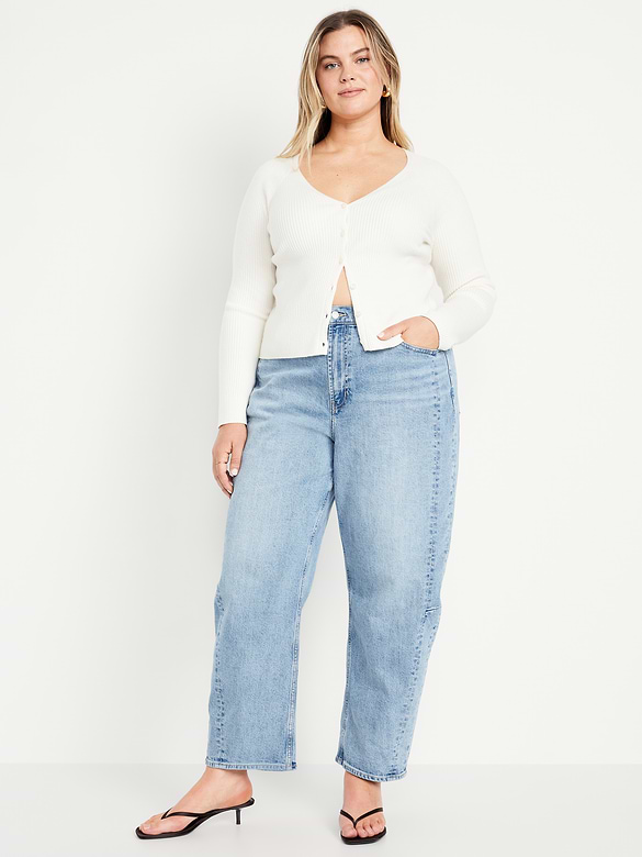 High-Waisted Barrel Ankle Jeans