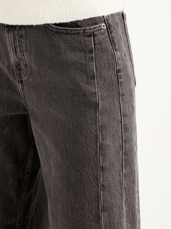 High-Waisted Baggy Barrel Ankle Jeans