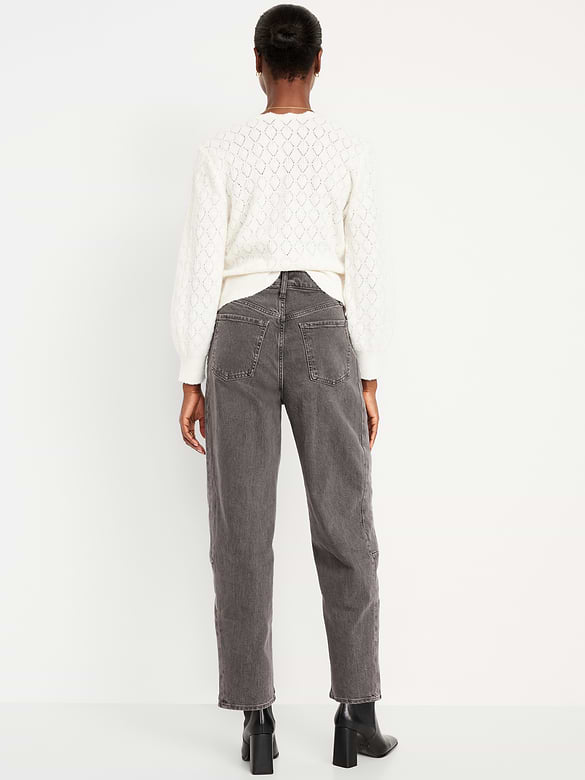 High-Waisted Baggy Barrel Ankle Jeans