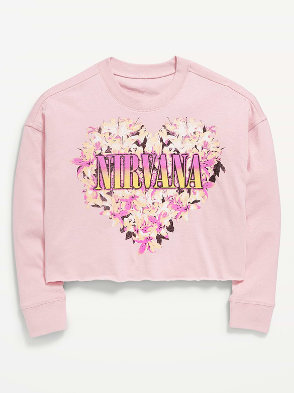 Nirvana™ Long-Sleeve Cropped T-Shirt for Girls