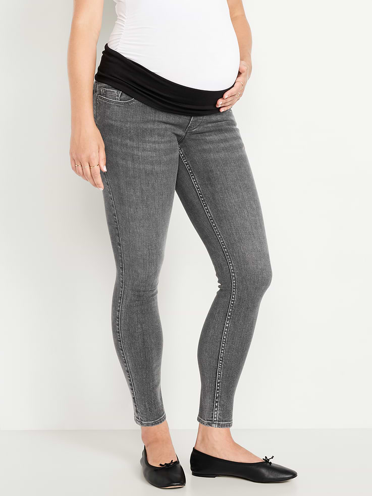 Image number 3 showing, Maternity Rollover-Panel 360° Stretch Super-Skinny Jeans