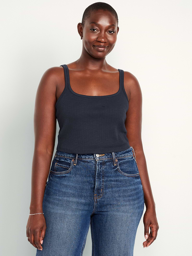L'image numéro 4 présente Camisole courte en tricot pointelle