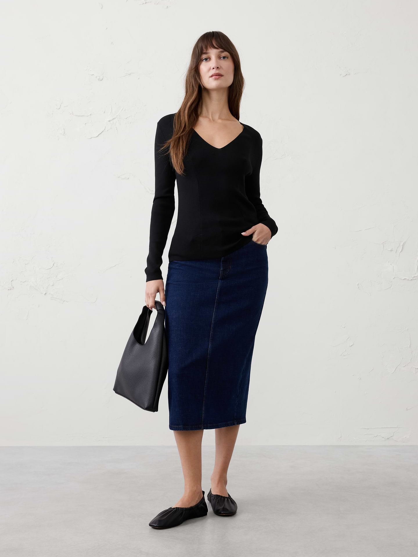 Image number 1 showing, Seamed V-Neck Sweater