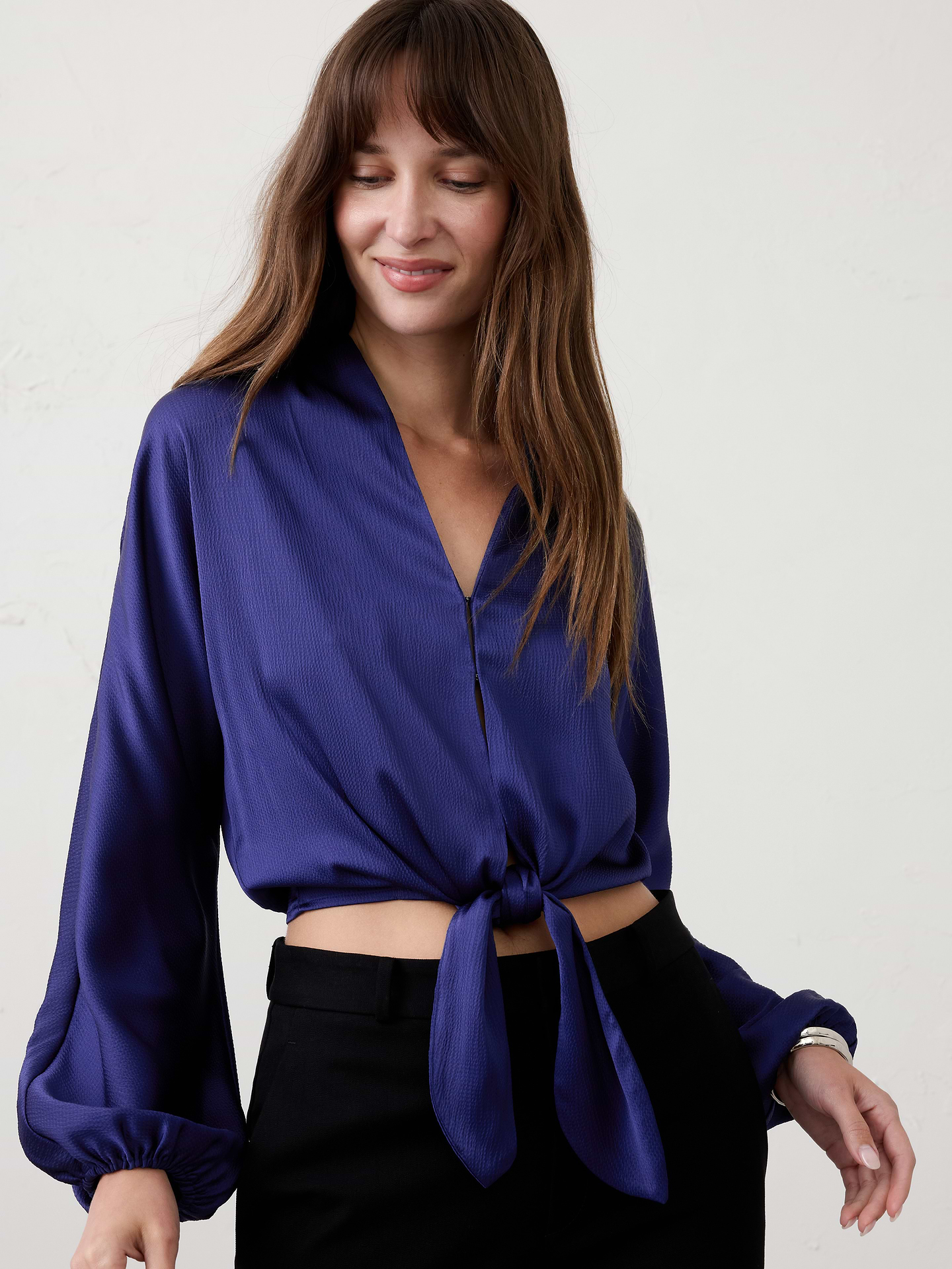 Image number 1 showing, Silky Bubble-Sleeve Top