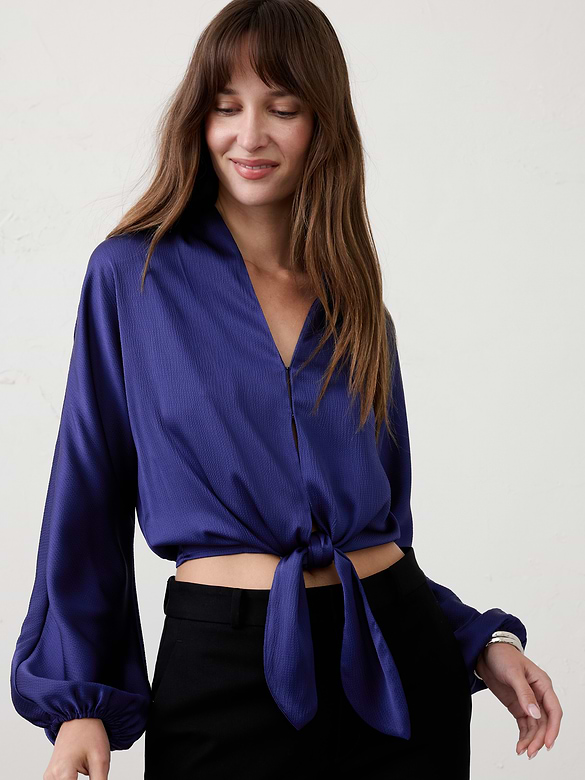 Silky Bubble-Sleeve Top