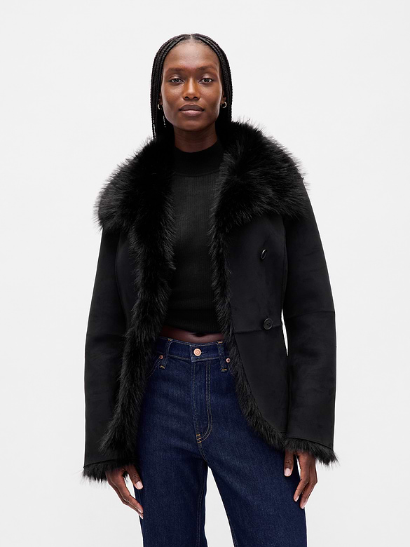 Vegan Suede & Faux Fur Jacket
