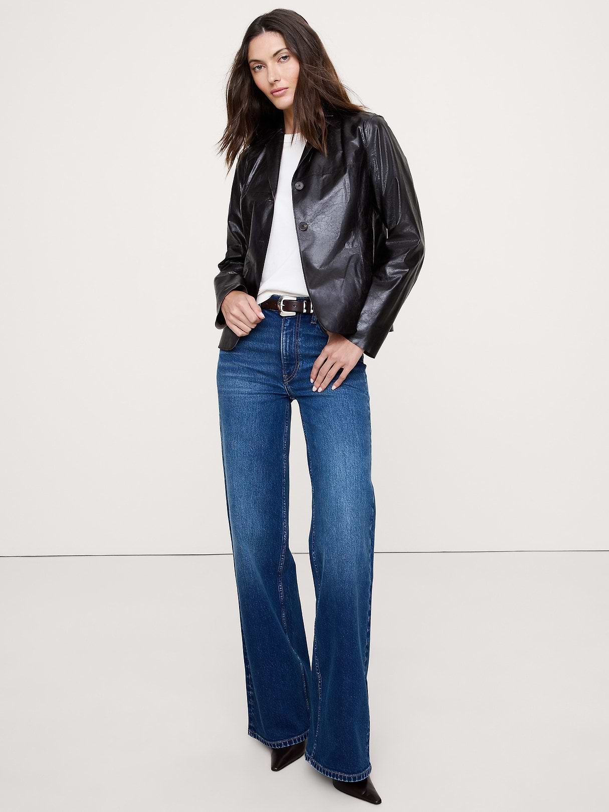 90S Leather Blazer | Banana Republic