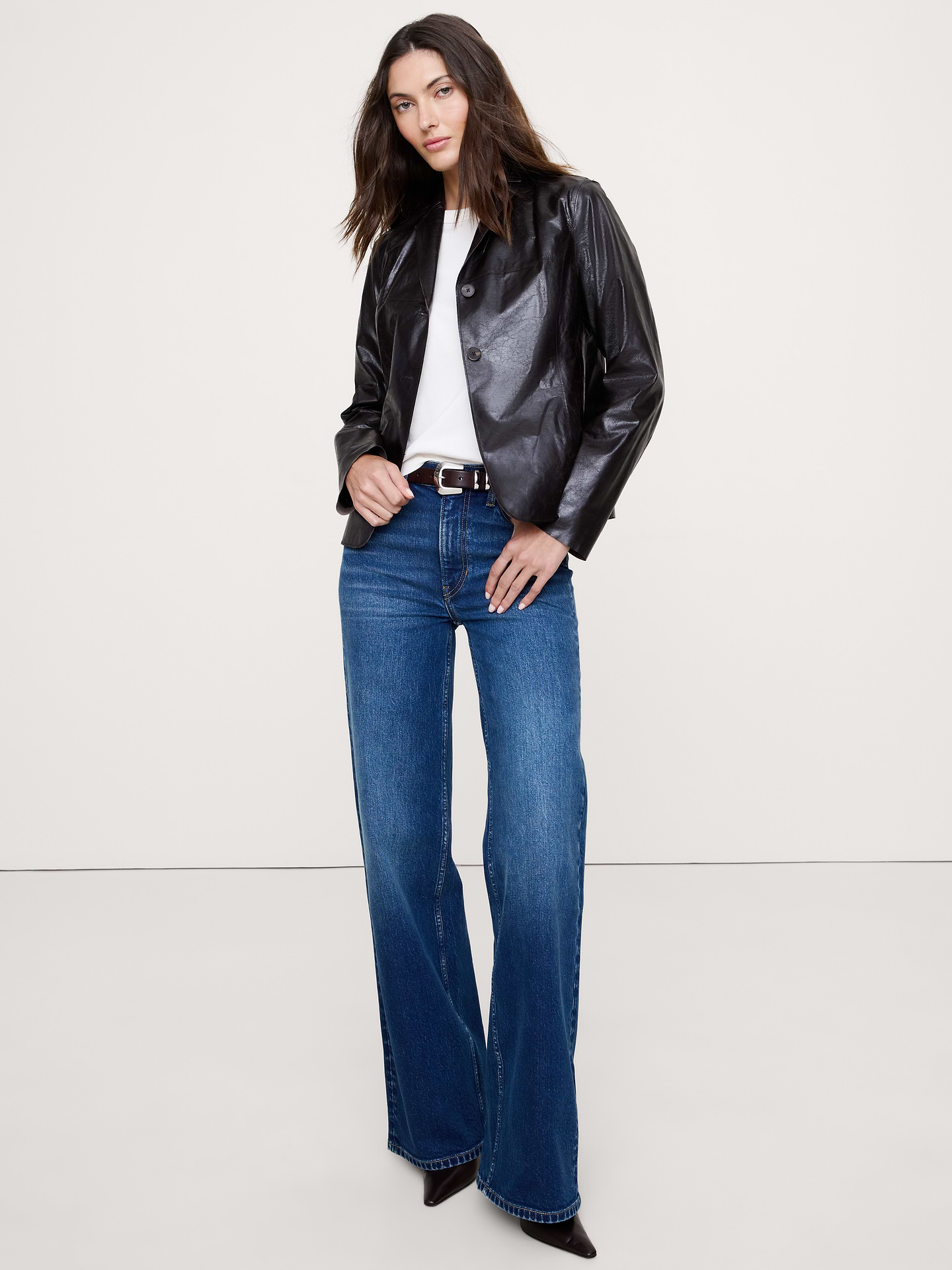 Image number 4 showing, 90S Leather Blazer