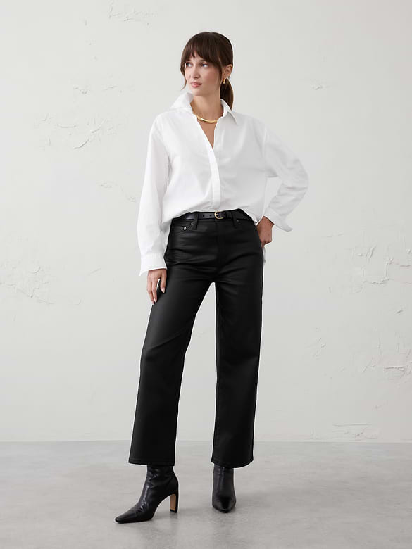 Straight High-Rise Coated Jean
