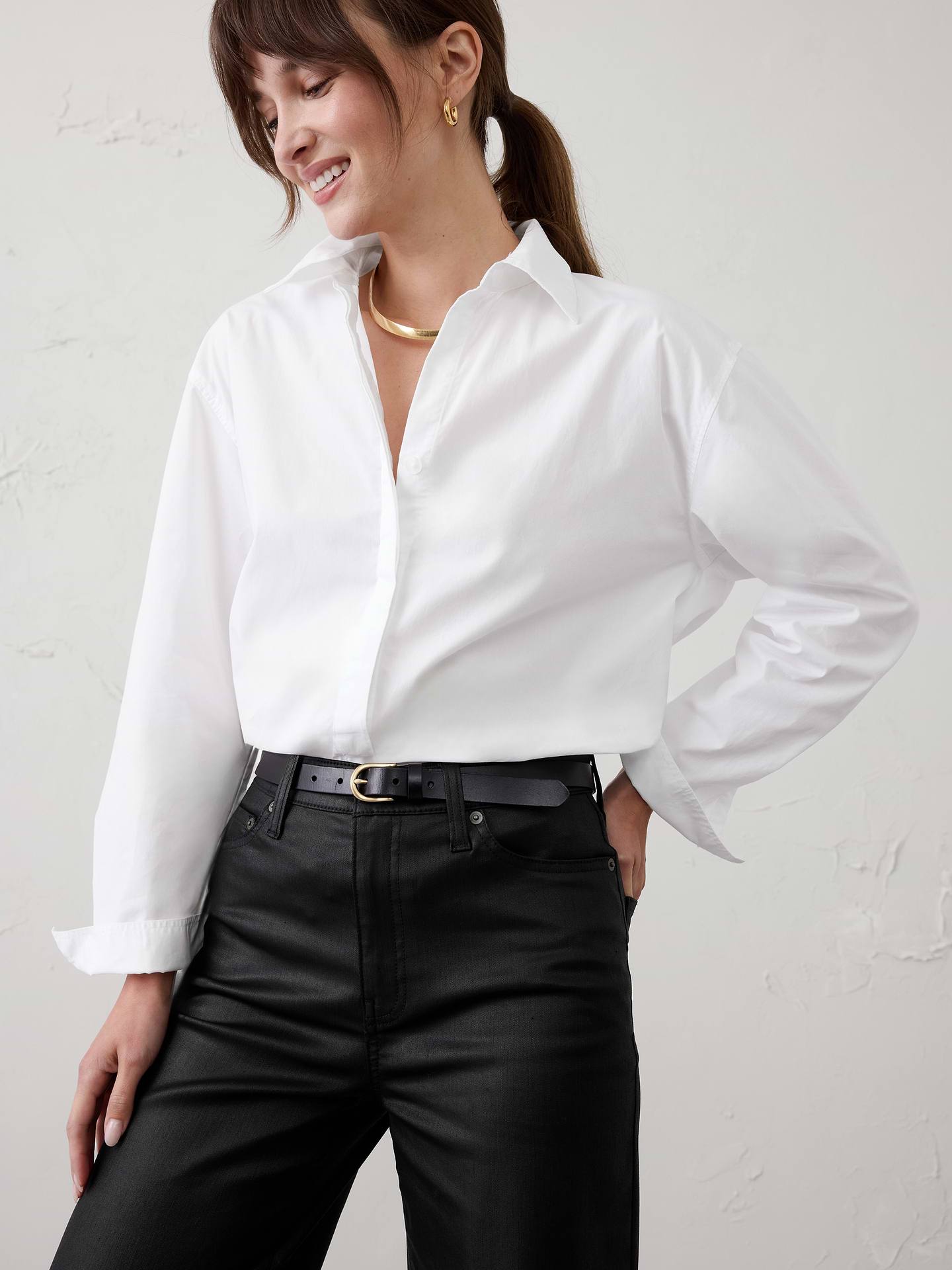 Image 3 of 4, Straight High-Rise Coated Jean