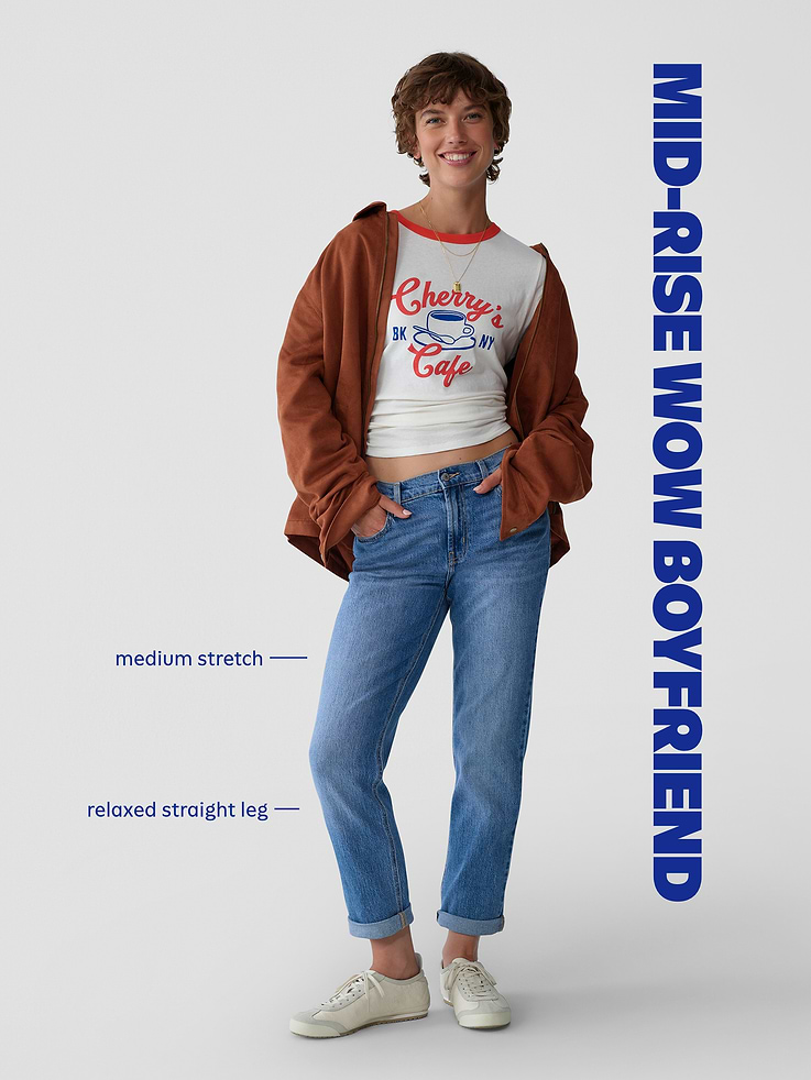 Image number 9 showing, Mid-Rise Wow Boyfriend Straight Jeans