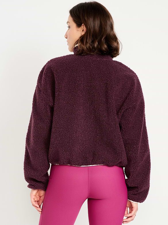Loose Sherpa Quarter-Zip Pullover