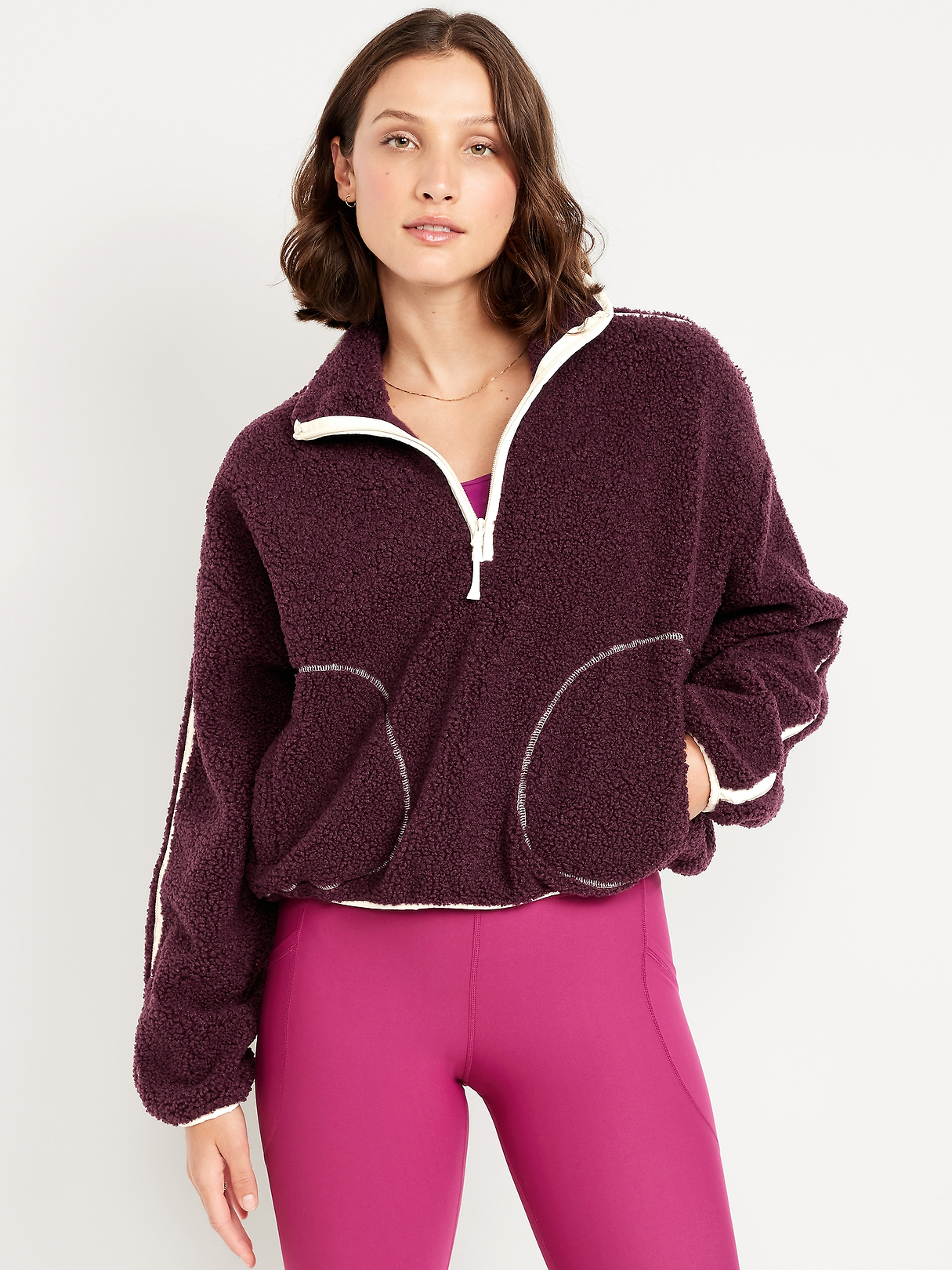 Loose Sherpa Quarter-Zip Pullover | Old Navy